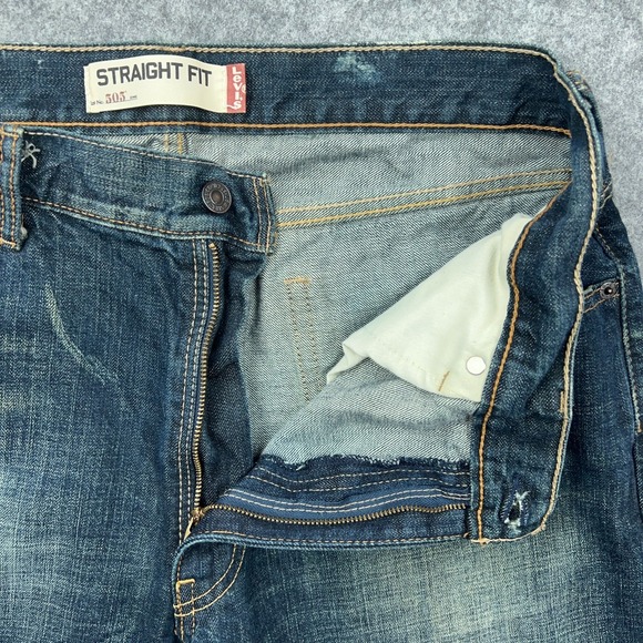 VTG Levi's Jeans Men 36x32 Blue 505 Straight Regular Faded Whisker Denim Pants - Picture 4 of 14